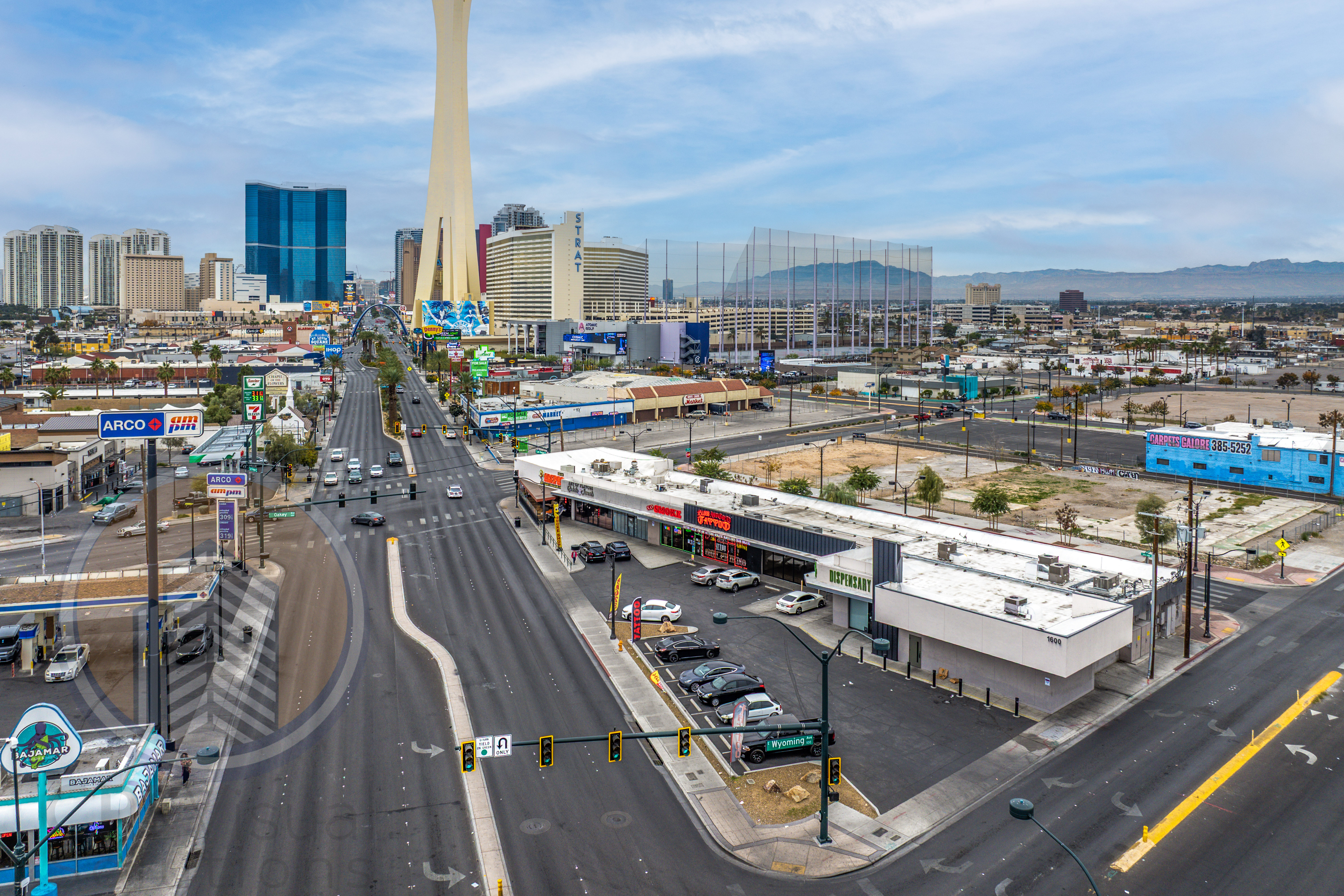Context perspective Las Vegas Boulevard — commercial real estate drone aerial